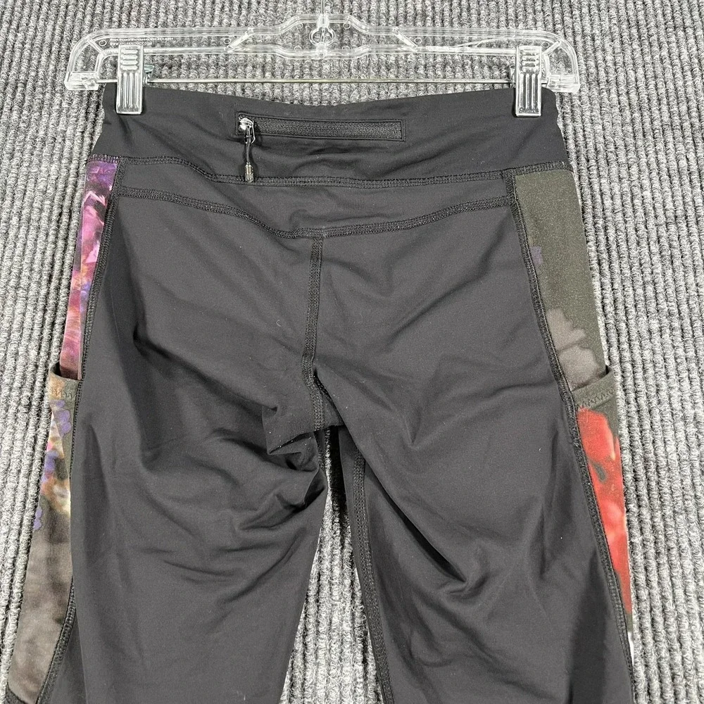 Lululemon Pants Womens‎ 4 Black Purple Floral Pace Rival Activewear Running Gym